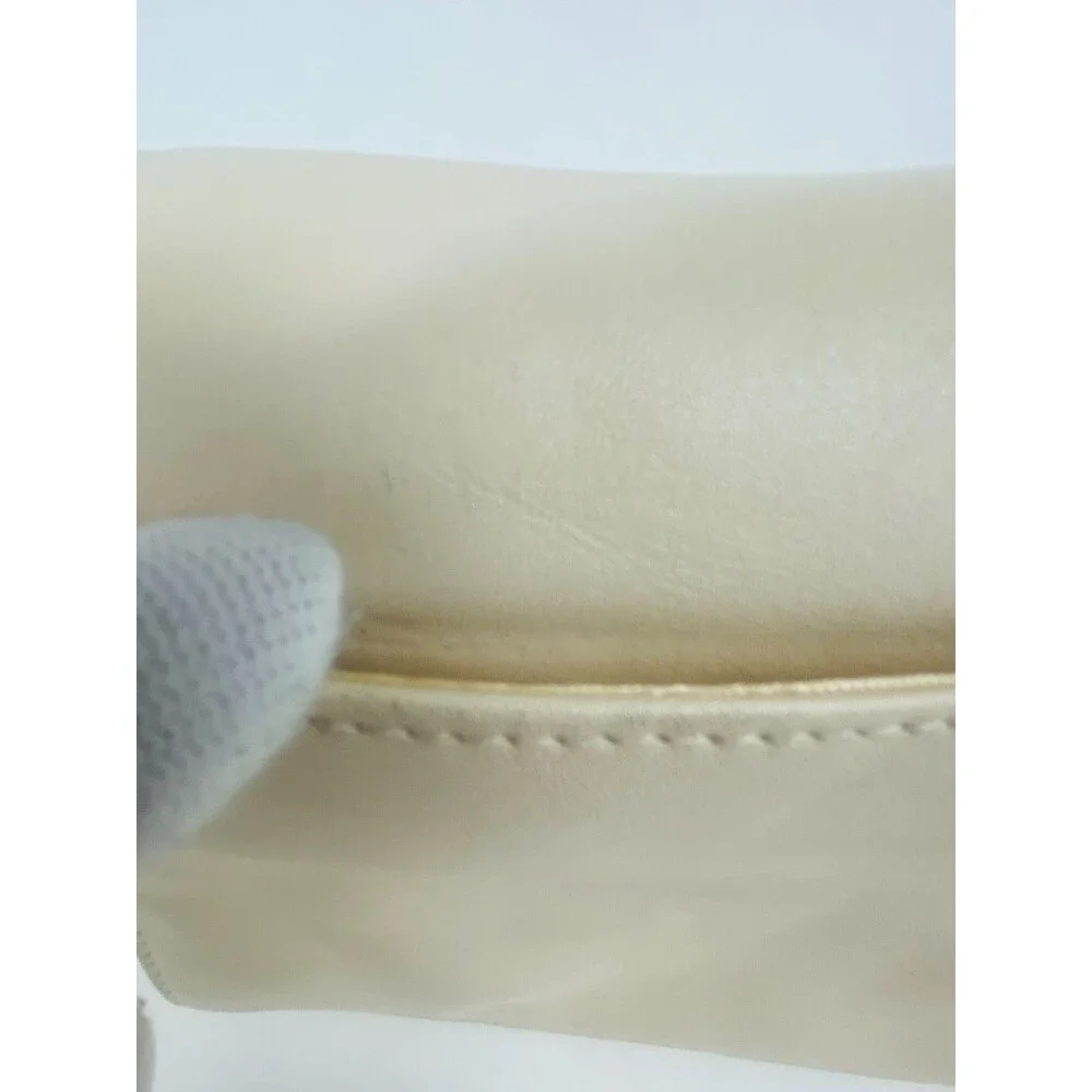 Vintage Etienne Aigner Ivory Leather Crossbody Shoulder Flap Bag Gold Hardware